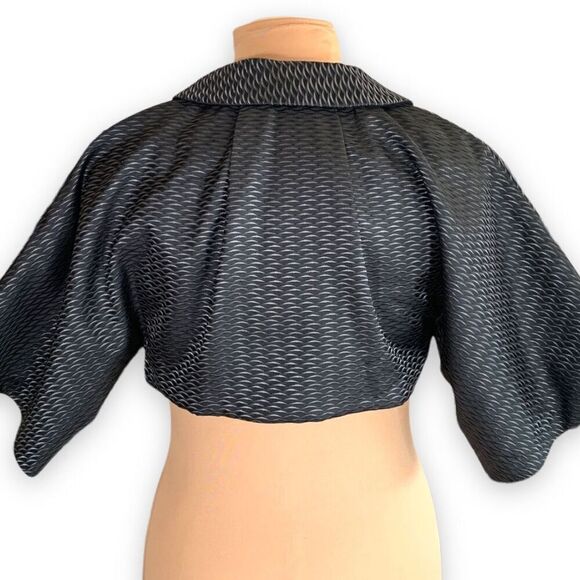 Vintage Tailored Black Metallic Textured Cropped Blazer Retro Button Jacket 4P - Picture 4 of 11